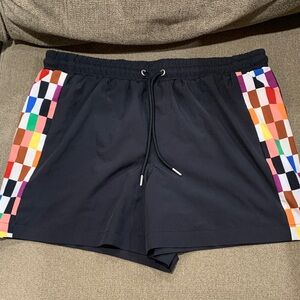 Vibrant Men's Swim Trunks with Colorful Side Panels
